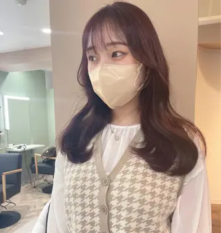 ミディアム rina／ベージュ ワンホン/韓国ヘアのヘアスタイル