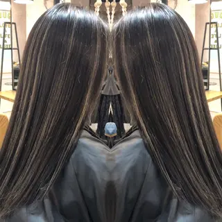 ロング salowin 原宿 aroa所属・韓国／ハッシュカット ／透明感カラー／金野のヘアスタイル