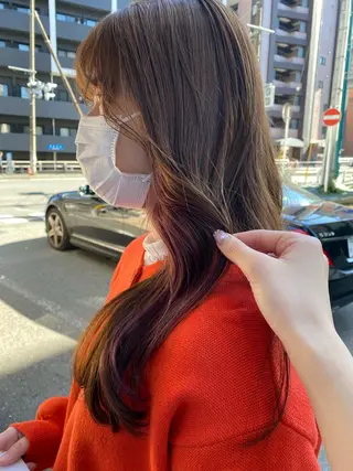 ロング カラー 関口 桃花🌷 暖色カラーのヘアスタイル
