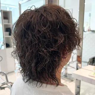 ミディアム メンズ パーマ 若白髪ボカシ/パーマ 藤川時也のヘアスタイル