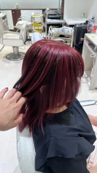 セミロング カラー 鼎一真ハイトーン/ パーマ/何でも屋さんのヘアスタイル