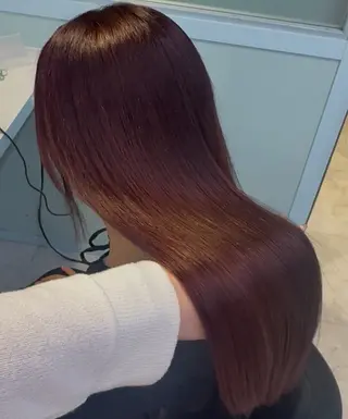 ロング カラー ブリーチなし🍒中韓 /縮毛 つや髪🍒のヘアスタイル