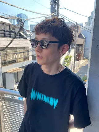 ショート 山影✨バレイヤージュ ハイライト✨メンズ◎のヘアスタイル