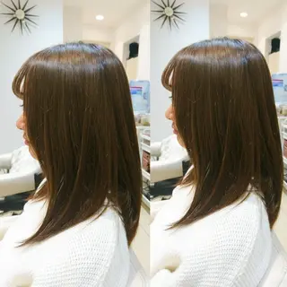 カラー セミロング 社内カット講師・店長 菅原賢一のヘアスタイル