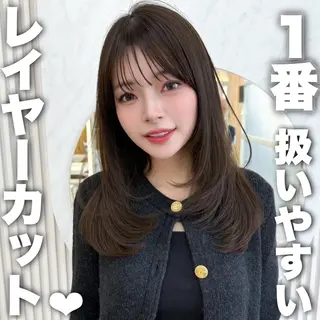 セミロング レイヤーカット/ 顔まわり/アオイのヘアスタイル