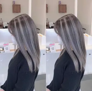 ロング カラー オフホワイトアンドなんば所属・福西 洋斗のヘアスタイル