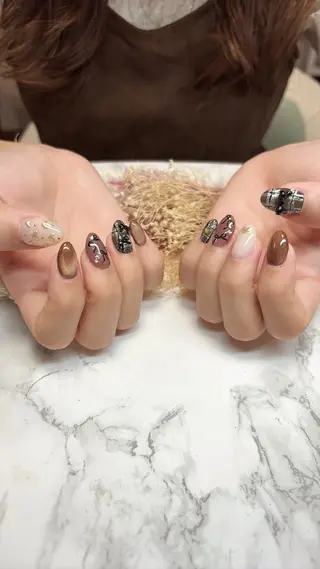 ネイル はな💎ネイル ワンホン、長さ出しのネイルデザイン