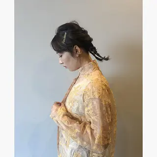 ミディアム ヘアアレンジ ケアブリーチ/ボブ/ honoのヘアスタイル