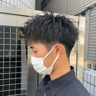 ショート メンズ アイブロウ 【メンズ縮毛矯正】 田中秀斗のヘアスタイル