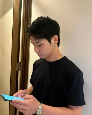 ミディアム メンズ レイヤーカット/艶髪 /パーマaikoのヘアスタイル