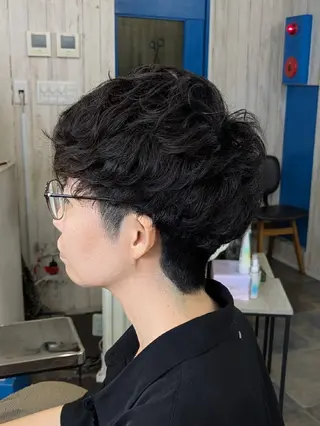 メンズ パーマ 透明感カラー/メンズ パーマ特化/えのもとのヘアスタイル
