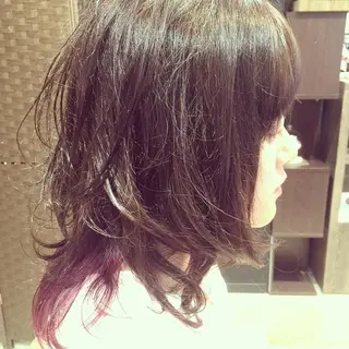セミロング カラー パーマ 駒田 拳児のヘアスタイル