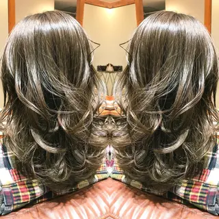 セミロング カラー シールエクステ⭐️ オオミタクヤのヘアスタイル