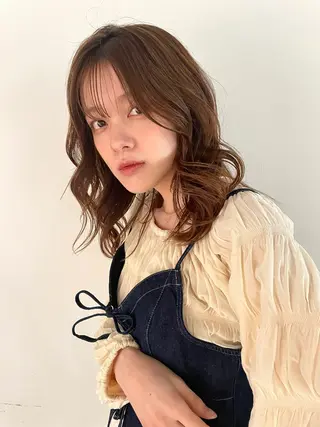 セミロング カラー ヘアアレンジ ユウナ🎀レイヤー/ 暖色カラーのヘアスタイル
