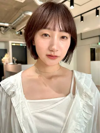 ショート カラー パーマ 🫧小顔×似合わせ× 透明感カラー🫧のヘアスタイル
