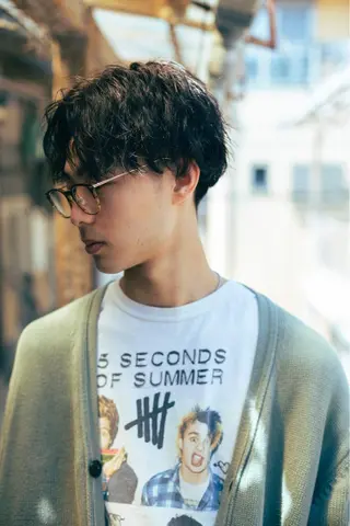 ミディアム パーマ メンズ メンズパーマ 赤司 泰樹のヘアスタイル