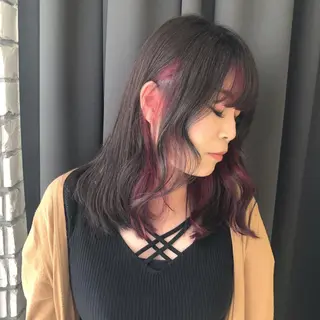 セミロング カラー ORIKA 美容室のヘアスタイル