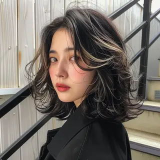 セミロング 池袋/ダブルカラー GLADGE🩵のヘアスタイル