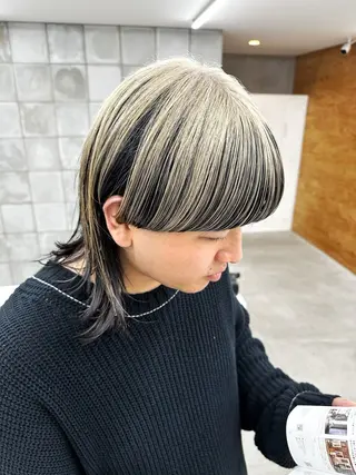 ミディアム カラー 榛地 渉馬のヘアスタイル