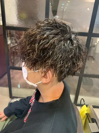 ミディアム メンズ メンズパーマ/難波/ 心斎橋　室園亮佑のヘアスタイル