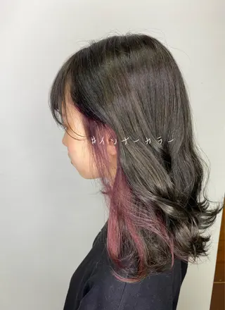 セミロング カラー パーマ ヘアアレンジ HAIRSALONLOOP所属・川上 麻梨阿のヘアスタイル