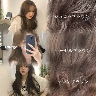 ロング カラー NAMI🤎ブラウン &ミルクティー🤍のヘアスタイル