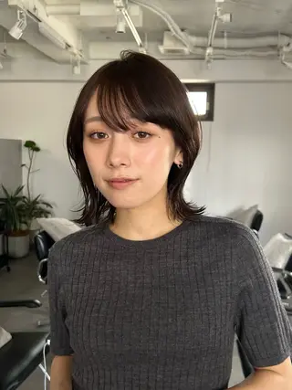 ミディアム 結べるくびれボブ/透 明感カラーtaigaのヘアスタイル