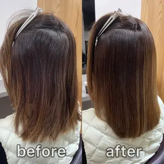 ミディアム カラー パーマ KIZU 髪質改善 オカルト怪談のヘアスタイル