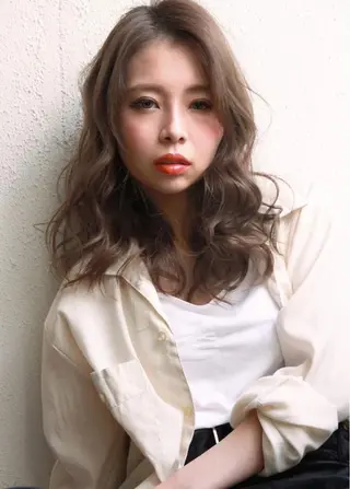 セミロング カラー パーマ シェアサロン　salowin所属・✨ブリーチなし透明感 カラー🥇ユースケのヘアスタイル