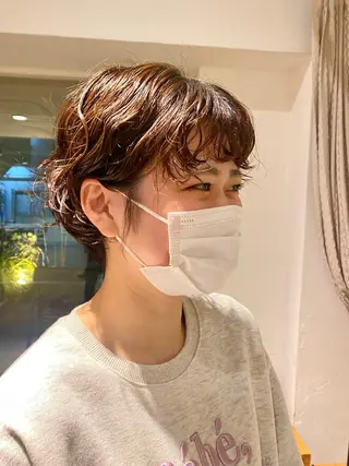 ショート パーマ ヘアアレンジ BELLA阿部野 TOMOMIのヘアスタイル