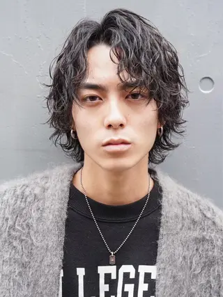 ミディアム ⭐️メンズ特化⭐️ パーマ カラーのヘアスタイル