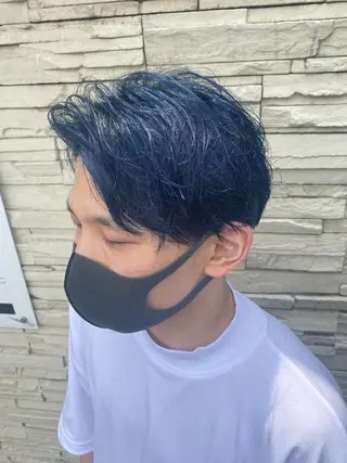 ショート メンズ 塩谷黎✨ブリーチ無W カラーメンズパーマ✨のヘアスタイル