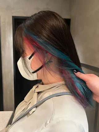 セミロング カラー デザインカラー❤︎ イシイレイのヘアスタイル