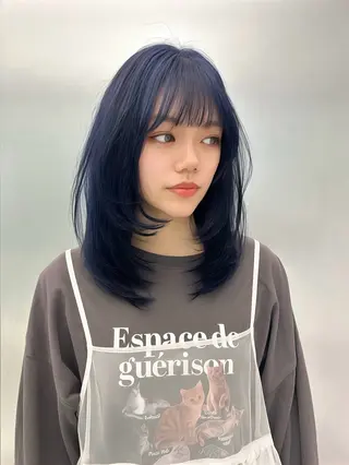 ミディアム 心斎橋ヘアカラー ブリーチmarinaのヘアスタイル