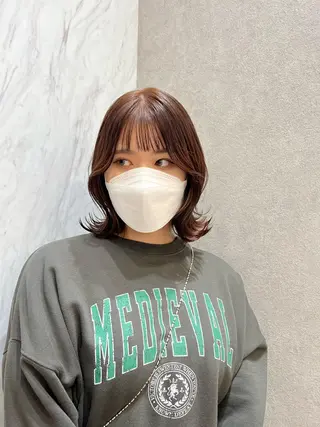 ミディアム カラー ヘアアレンジ ARIA💎縮毛矯正 ブリーチ💎複雑履歴のヘアスタイル