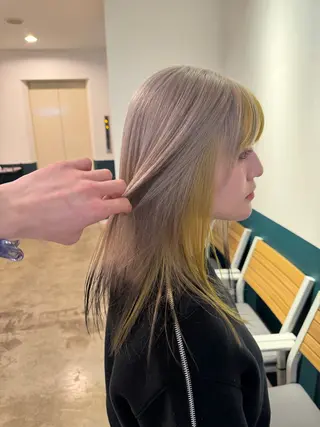 セミロング カラー 聖斗 /ハイトーン/パーマのヘアスタイル