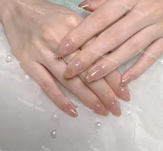 ネイル Shineジェル& チップ長さだしのネイルデザイン