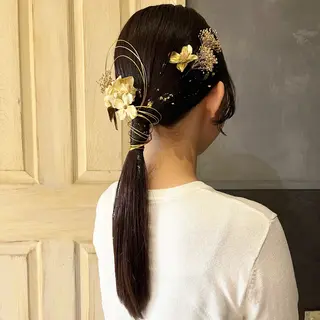 セミロング ヘアアレンジ irwi/イルウィ所属・miku🎀門前仲町 ブリーチ・レイヤーのヘアスタイル