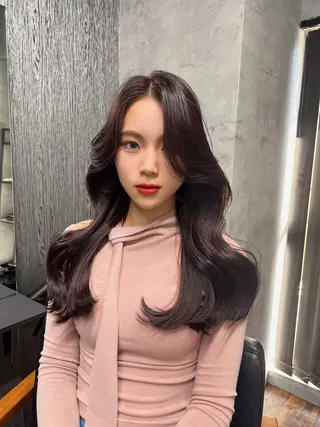 ロング カラー パーマ ヘアアレンジ メンズ キッズ ネイル マツエク・マツパ アイブロウ レイヤー/顔周り 韓国ヘア森田和貴のヘアスタイル