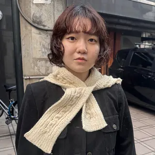 ミディアム カラー パーマ Lilu しずくのヘアスタイル