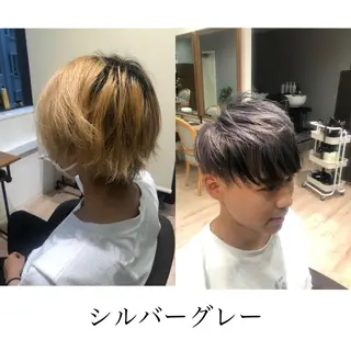 ショート カラー パーマ ヘアアレンジ メンズ キッズ ネイル マツエク・マツパ kiitos所属・関西センターパート メンズモデル募集のヘアスタイル
