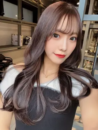 ロング カラー ベージュ/グレージュ 恵比寿/丸山陽平のヘアスタイル