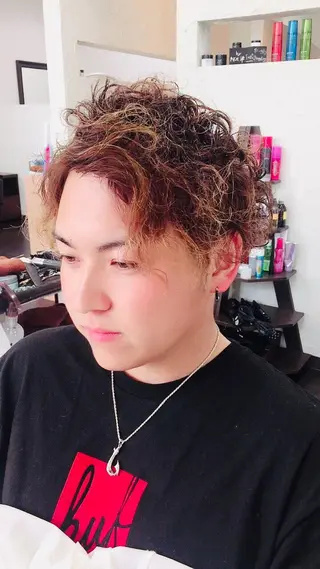 ショート カラー パーマ メンズ 阿久津 泰幸のヘアスタイル