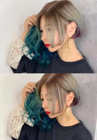 セミロング カラー _WHITE 高槻のヘアスタイル