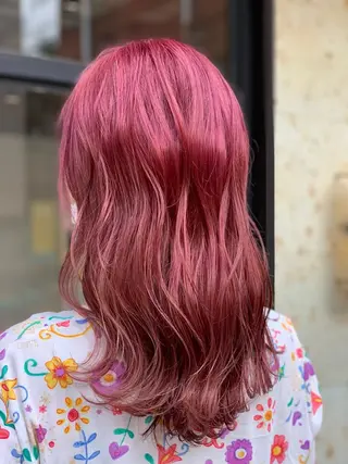 ミディアム カラー ヘアアレンジ 髪質改善×ハイトーン 中田啄也のヘアスタイル