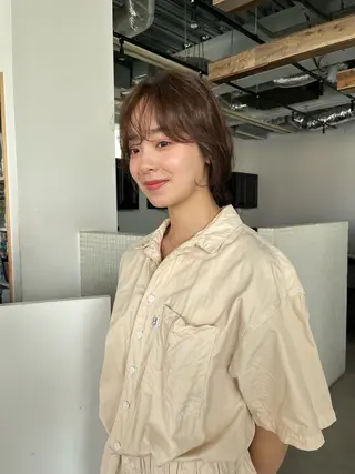 セミロング カラー 🍒暖色カラー🍒 ueno aiのヘアスタイル
