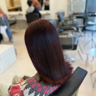 セミロング カラー 縮毛矯正+モテカラー 🎀✨mihoのヘアスタイル