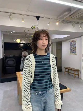 ミディアム パーマ パーマ＊ 顔まわり似合わせのヘアスタイル