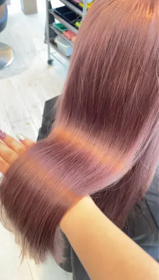 ロング カラー yuzu/暖色/栄/ ブリーチ/髪質改善のヘアスタイル