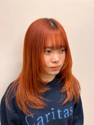 ミディアム カラー レイヤーカット/ パーマ‪/表参道のヘアスタイル